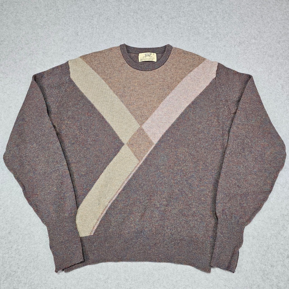 Lord Jeff‎ Vintage Ireland Lambswool Sweater Mens Medium Multicolor Geometric